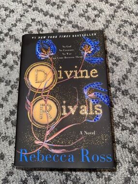 Divine Rivals by Rebecca Ross - Black Cover with Blue & Gold Accents